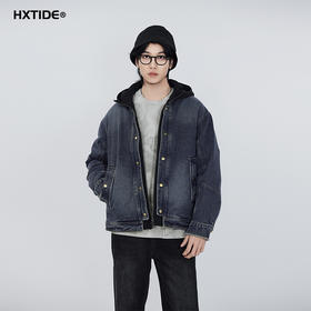 【新品上新】HX 冬季水洗牛仔短款带帽羽绒服时尚年轻C100540109101