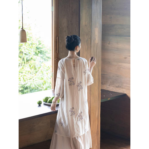 牧衣游原创 丝棉匹绣连衣裙女宽松文艺古朴气质中长款两件套 夏牧 商品图2