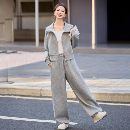 套装女春新款时尚连帽卫衣宽松显瘦小个子休闲裤两件套WWYG6610 商品图2