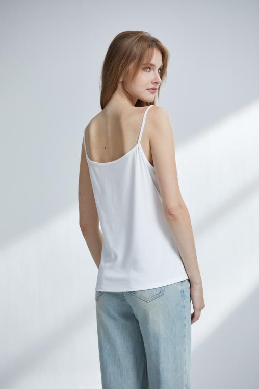 【新品】【秀黛】女时尚罗纹大版吊带手感顺滑领口蕾丝细吊带显优雅女士夏季背心W2776003T【门店同款】 商品图1