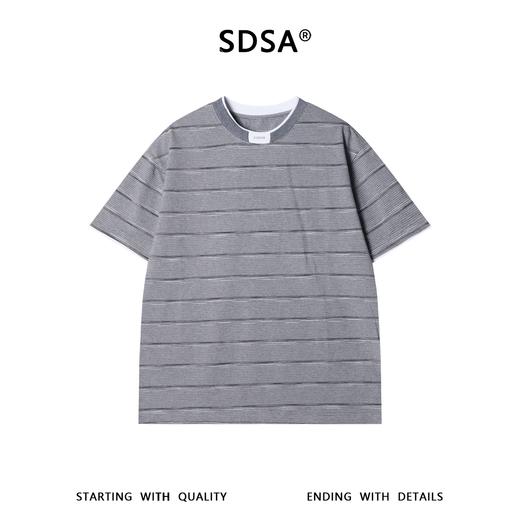 26622SDSA男装2026新款高贵轻奢韩版撞色细条纹肌理短袖T恤百搭时尚潮 商品图1