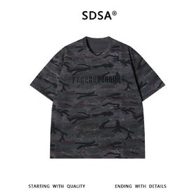 SDSA男装2026新款高贵轻奢美式迷彩刺绣字母圆领短袖T恤百搭时尚