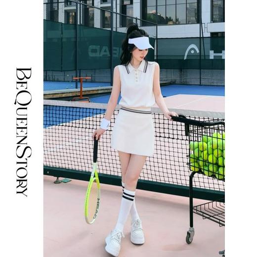 【大货捡漏，不退不换】  【活力出街】100棉舒适轻奢运动活力小个子上衣白色&短裙套装 商品图2