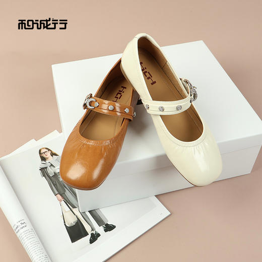 和诚行2026春季新款软底百搭芭蕾玛丽珍鞋浅口平跟单鞋2020033 商品图2