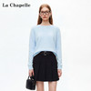 天猫同步【绵羊毛+ 山羊绒】拉夏贝尔/La Chapelle五色圆领镂空拼接套头针织衫宽松慵懒风氛围感毛衣上衣 商品缩略图3