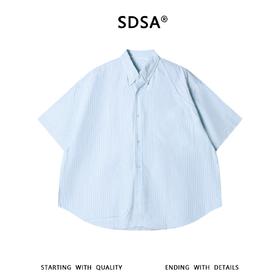 SDSA男装2026新款高贵轻奢潮牌小清新竖纹短袖衬衫百搭宽松上衣