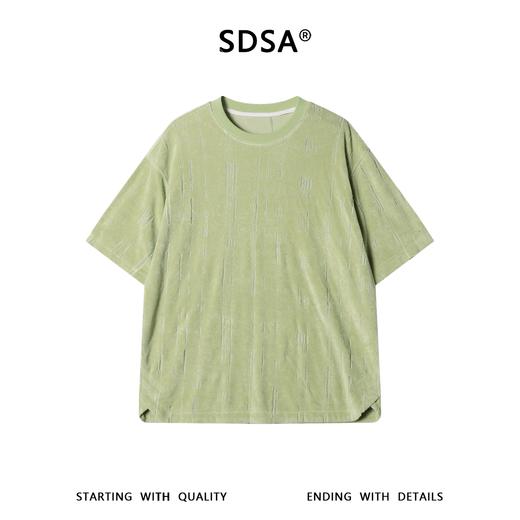 SDSA男装2026新款高贵轻奢潮牌竖纹肌理绒面短袖T恤百搭宽松上衣 商品图0
