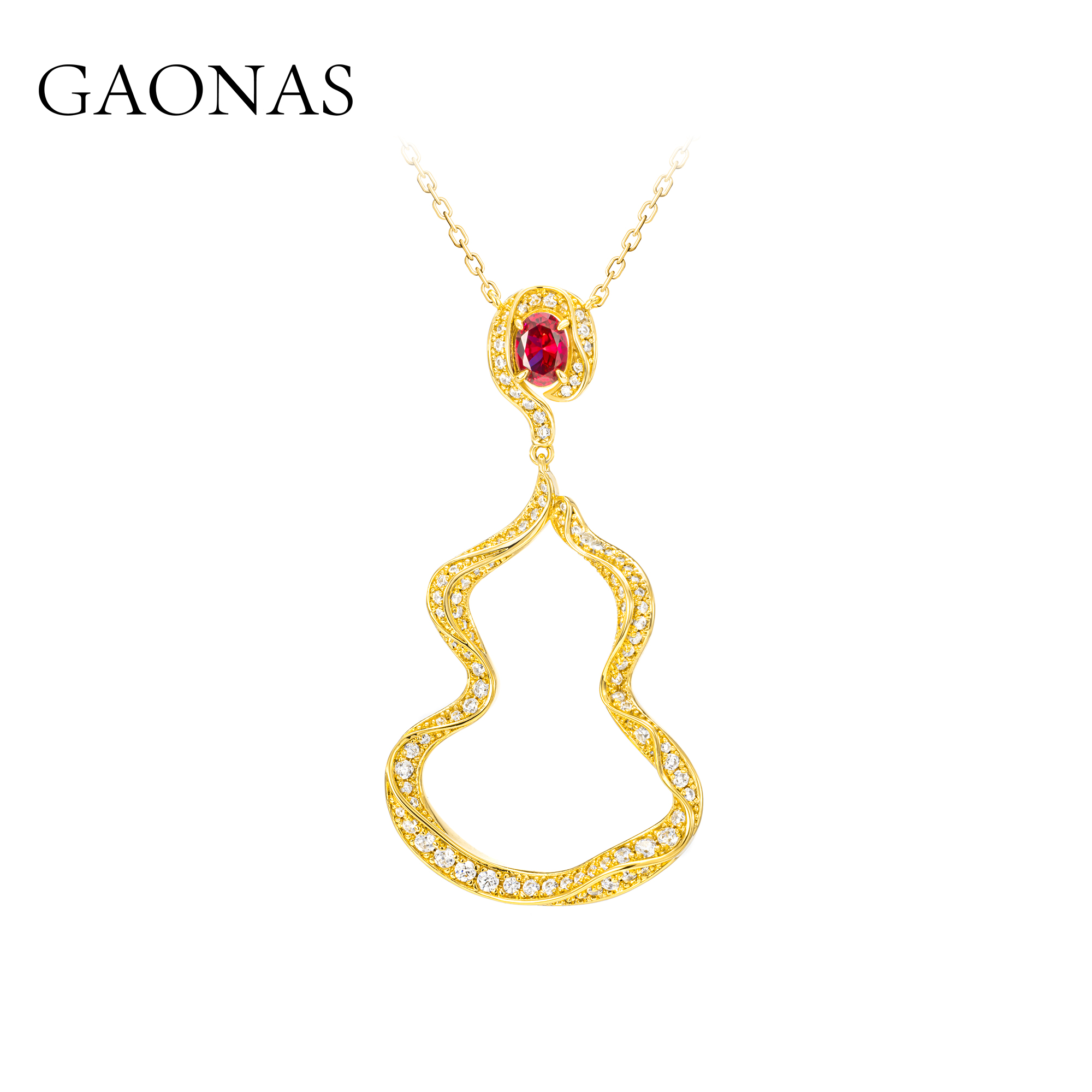 GAONAS  广纳福禄 贵气金色葫芦项链11928XGO
