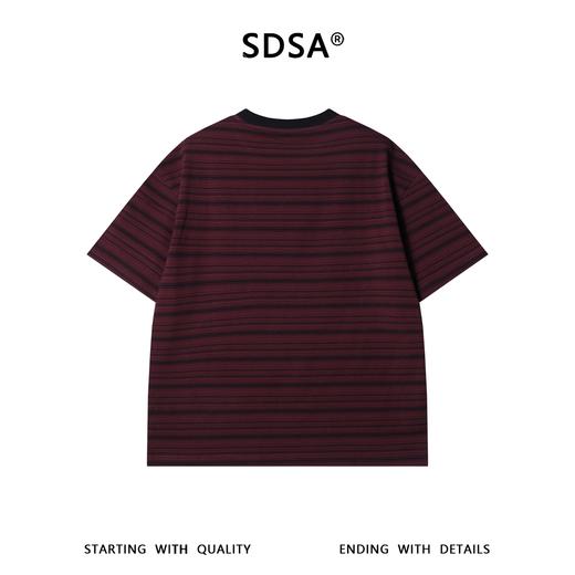 SDSA男装2026新款轻奢韩版撞色细条纹圆领短袖T恤百搭宽松上衣 商品图4