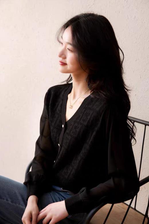 温婉轻风透气轻妩媚羊毛针织棉莱赛尔混纺针织衫 商品图7