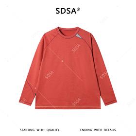 SDSA男装2026新款高贵轻奢潮牌撞色缝线设计圆领长袖T恤百搭休闲