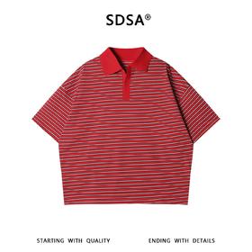 SDSA男装2026新款高贵轻奢潮牌撞色条纹翻领短袖T恤百搭简约上衣
