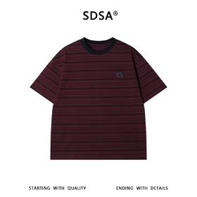 SDSA男装2026新款轻奢韩版撞色细条纹圆领短袖T恤百搭宽松上衣
