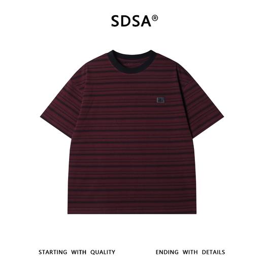 SDSA男装2026新款轻奢韩版撞色细条纹圆领短袖T恤百搭宽松上衣 商品图0
