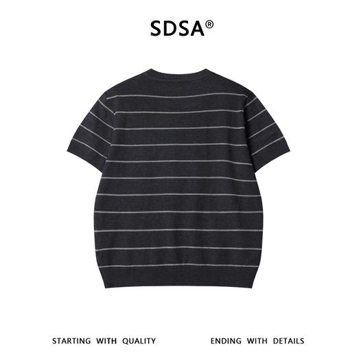 SDSA男装2026新款高贵轻奢韩版撞色条纹肌理短袖T恤百搭时尚上衣 商品图4