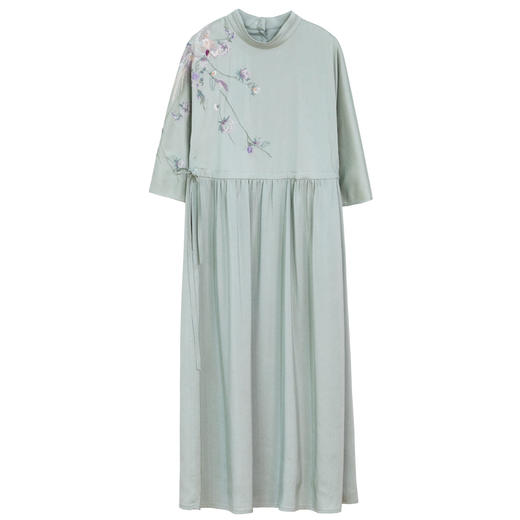 牧衣游原创 22姆米重磅双宫绸重工手绣连衣裙桑蚕丝气质长裙 眠思 商品图4