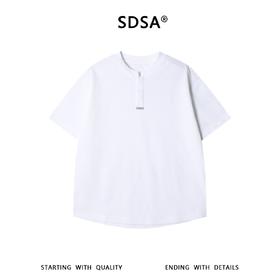 SDSA男装2026新款高贵轻奢韩系简约半按扣短袖T恤百搭宽松上衣