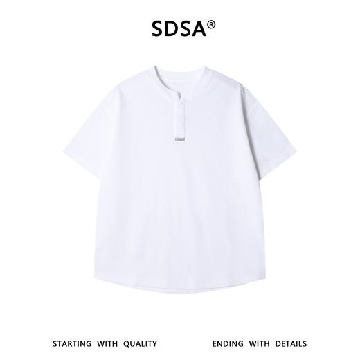 SDSA男装2026新款高贵轻奢韩系简约半按扣短袖T恤百搭宽松上衣 商品图0