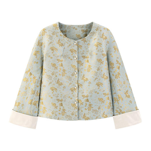 「自」全新升级【铂金会员293/天猫399/差价106】(02909)洛诗琳新款新中式提花外套女2026春季百搭国风圆领上衣 商品图4