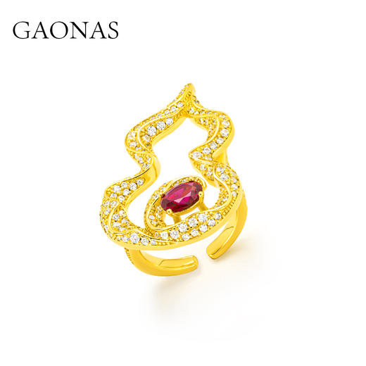 GAONAS 广纳福禄 中式贵气金色葫芦戒指11929JGO 商品图1