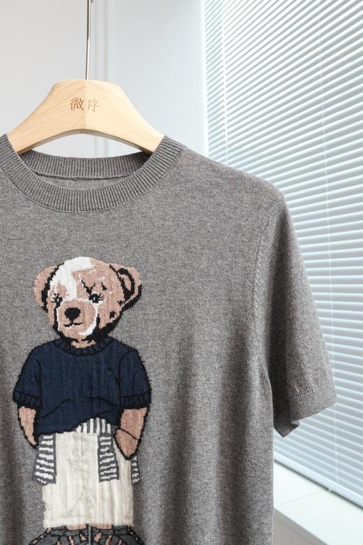 美式别致刺绣小熊羊绒短袖T 商品图1