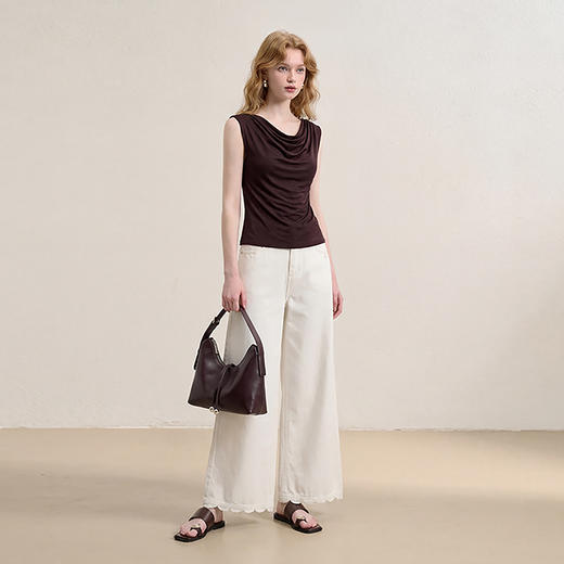西遇极简风高腰2026春季新款宽松百搭显瘦气质长裤休闲阔腿裤子H0060207 商品图1
