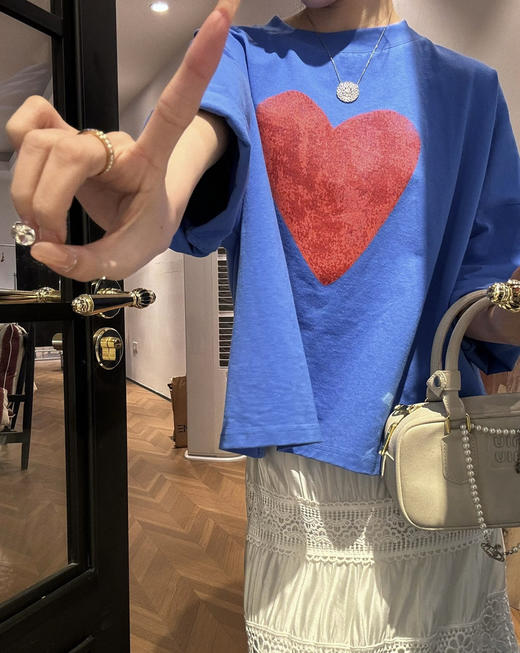 出口韩国订单晕染爱心T恤 商品图3