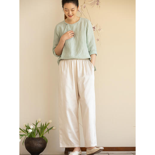 牧衣游原创 重磅丝棉净色裤子新款宽松显瘦松紧腰百搭休闲裤 拾仪 商品图2