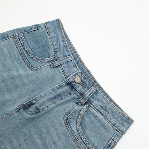 西遇复古2026春季新款女高腰弹力显高直筒浅色拖地微喇裤牛仔裤H0060208 商品图5