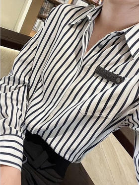 原单新款条纹个性时髦精衬衫