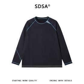 SDSA男装2026新款高贵轻奢潮牌撞色缝线设计圆领长袖T恤百搭休闲