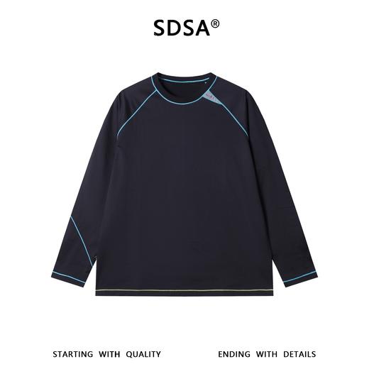 SDSA男装2026新款高贵轻奢潮牌撞色缝线设计圆领长袖T恤百搭休闲 商品图0