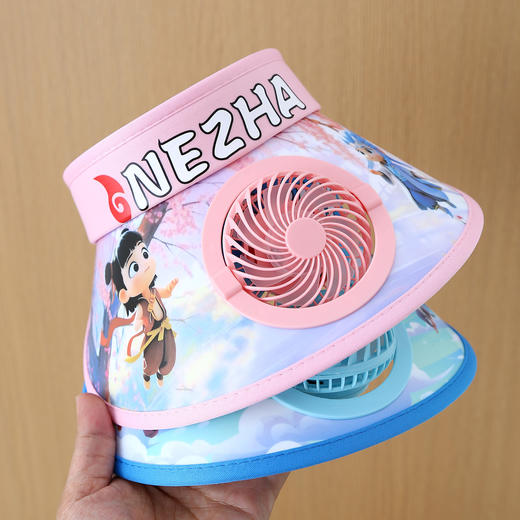 【卡通遮阳帽❗️带风扇】夏季儿童带风扇遮阳帽空顶帽宝宝帽子卡通哪吒防晒女童太阳帽。ya 商品图1