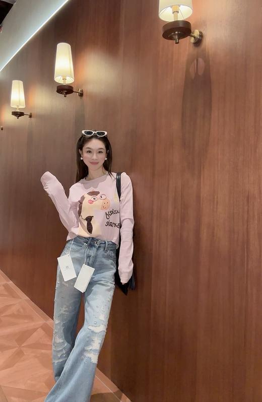 PIANAI冷小姐# 浅蓝色烫钻牛仔裤 商品图3