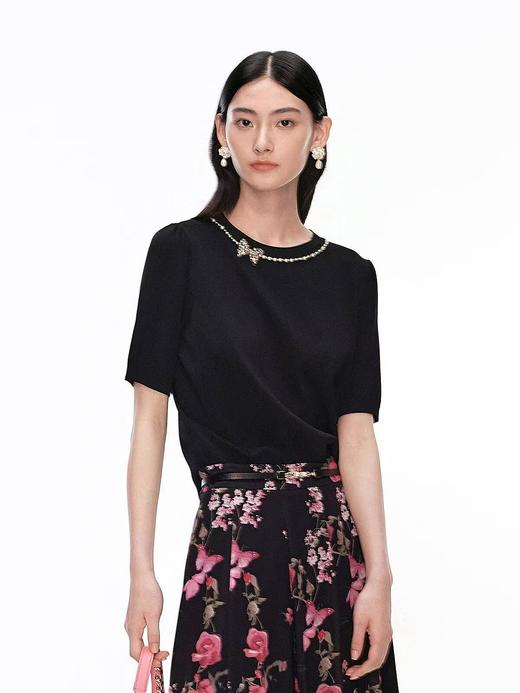 珂莱蒂尔koradior女装优雅法式珍珠链短袖KZ04266W0 商品图0