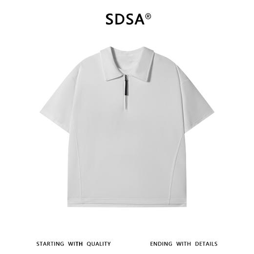 SDSA男装2026新款高贵轻奢潮牌简约假两件半拉链翻领短袖T恤百搭 商品图0