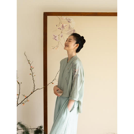 牧衣游原创 22姆米重磅双宫绸重工手绣外套古朴禅意真丝开衫 棠落 商品图1
