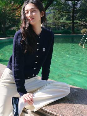 鄂尔多斯女装圆领绞花女开衫C2265B044