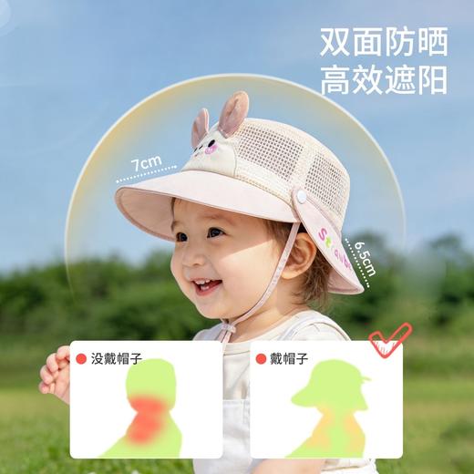 【纯棉面料❗️太阳帽】宝宝帽子春夏薄款小月龄儿童可拆卸遮阳帽渔夫帽太阳帽网格。ya 商品图1
