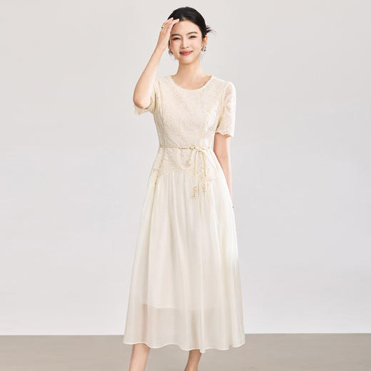 「高货wl」全新升级【铂金会员367/天猫489/差价122】(71446)洛诗琳浪漫法式亮片刺绣连衣裙2026夏季气质收腰连衣裙 商品图0