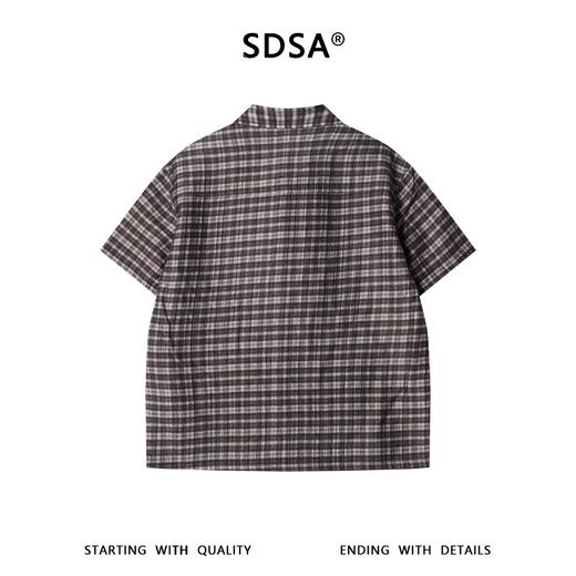 SDSA男装2026新款高贵轻奢美式复古撞色格子短袖衬衫百搭宽松上衣 商品图4