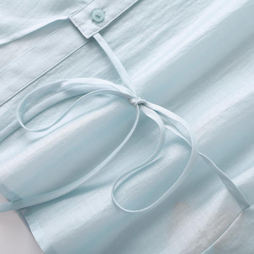 「高货wl」全新升级【铂金会员220/天猫299/差价79】(72312)洛诗琳法式气质荷叶袖衬衫2026新款绑带天丝醋酸混纺上衣 商品图3