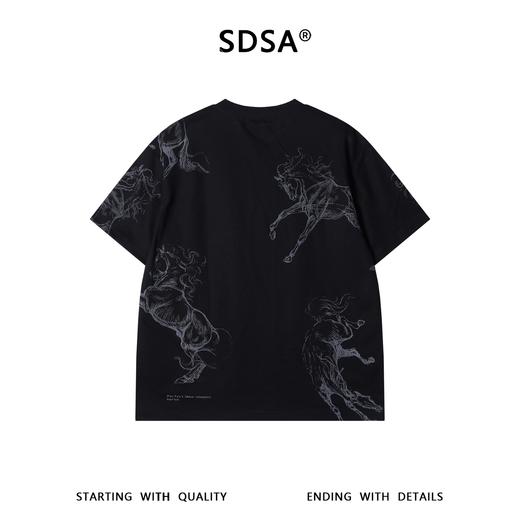 635SDSA男装2026新款高贵轻奢国潮骏马素描满印短袖T恤百搭时尚上衣 商品图5