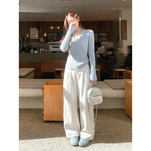 <曾小咸推荐>3.24现货秒杀 ！微信超特价！韩系挂脖假两件v领针织衫 日常169.99 立减90 秒杀79.99！！ 商品图2