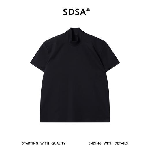 SDSA男装2026新款高贵轻奢韩系纯色半高领短袖T恤简约百搭上衣潮 商品图0
