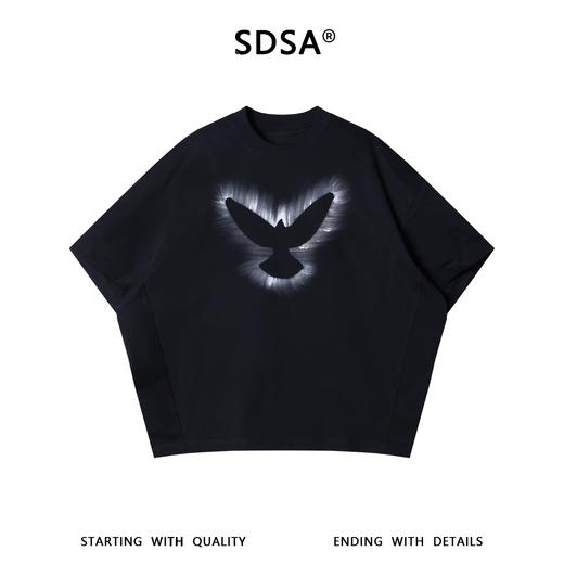 SG8704SDSA男装2026新款高贵轻奢美式复古鸟喷绘短袖T恤百搭时尚上衣 商品图1