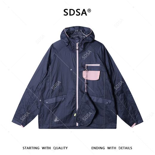 SDSA男装2026新款高贵轻奢韩版简约拼色拉链立领连帽夹克外套百搭 商品图0