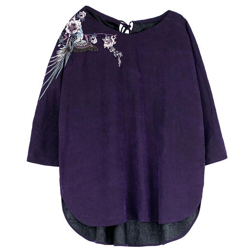 牧衣游原创 22姆米重磅重工手绣龟裂纹香云纱小衫禅意复古 花沁 商品图4