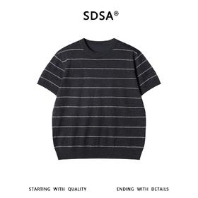 SDSA男装2026新款高贵轻奢韩版撞色条纹肌理短袖T恤百搭时尚上衣