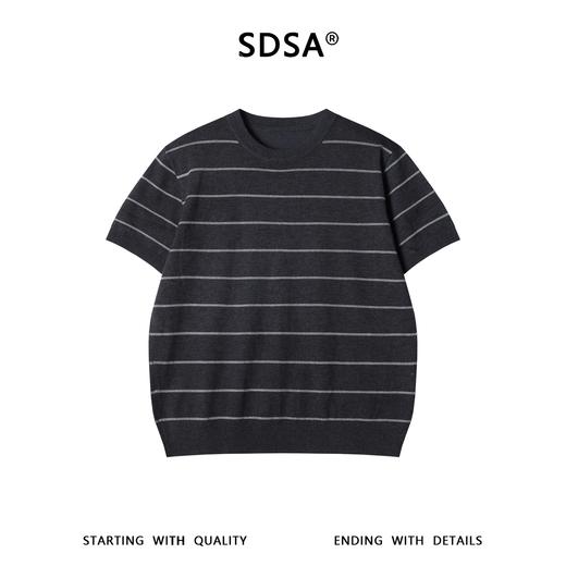 SDSA男装2026新款高贵轻奢韩版撞色条纹肌理短袖T恤百搭时尚上衣 商品图0